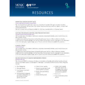 Ovarian Cancer Resources Flyer