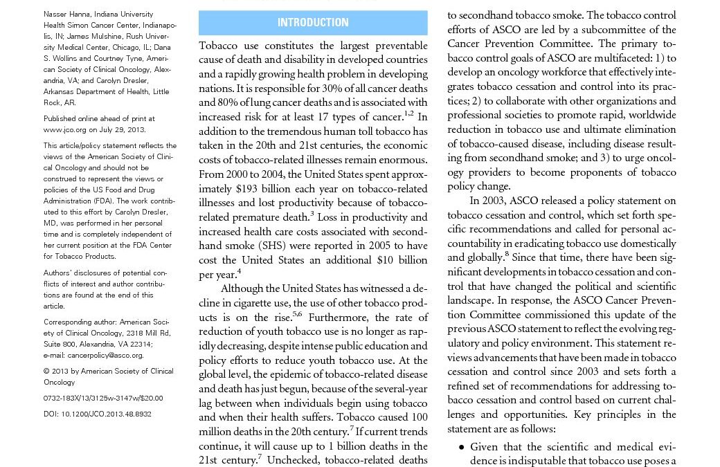 ASCO_Statement on Tobacco Control 2013