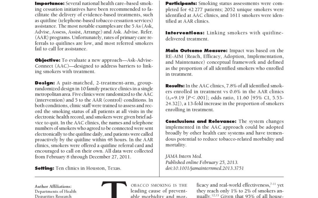 Ask-Advise-Connect Concept_JAMA Internal Medicine 2013